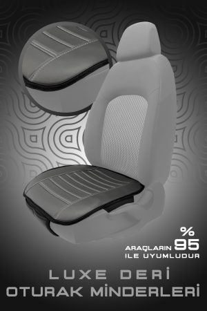Luxe 3'lü Set Deri Su Geçirmez Oto Koltuk Minderi Seti (Siyah-Beyaz)