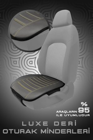 Luxe 3'lü Set Deri Su Geçirmez Oto Koltuk Minderi Seti (Siyah-Sarı)