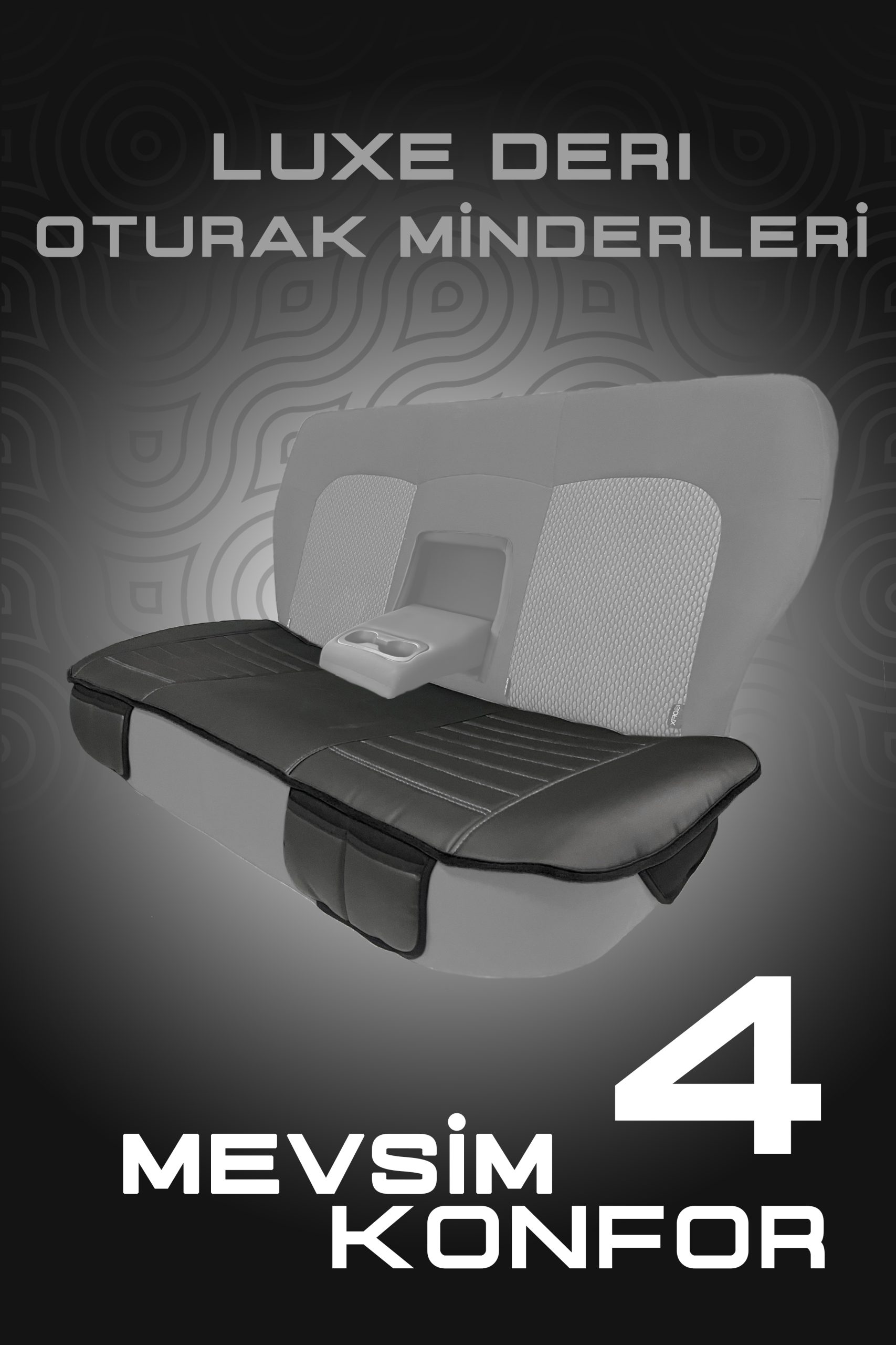 Luxe 3'lü Set Deri Su Geçirmez Oto Koltuk Minderi Seti (Siyah-Beyaz) - Görsel 2