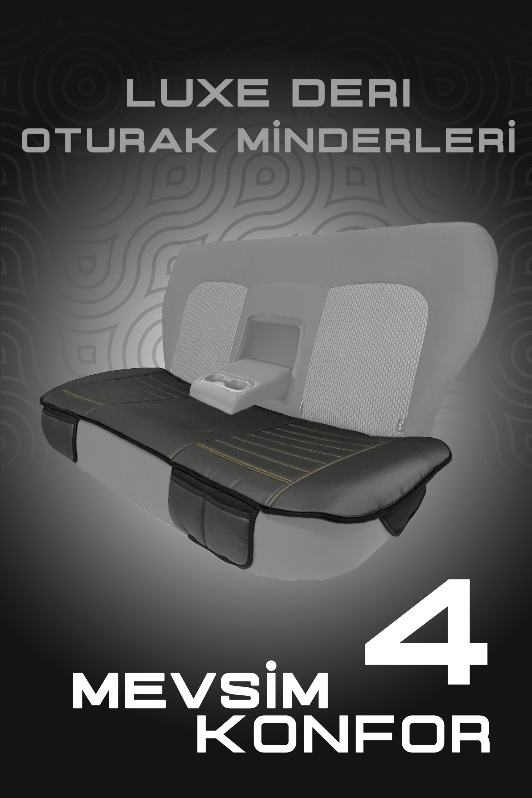 Luxe 3'lü Set Deri Su Geçirmez Oto Koltuk Minderi Seti (Siyah-Sarı) - Görsel 2