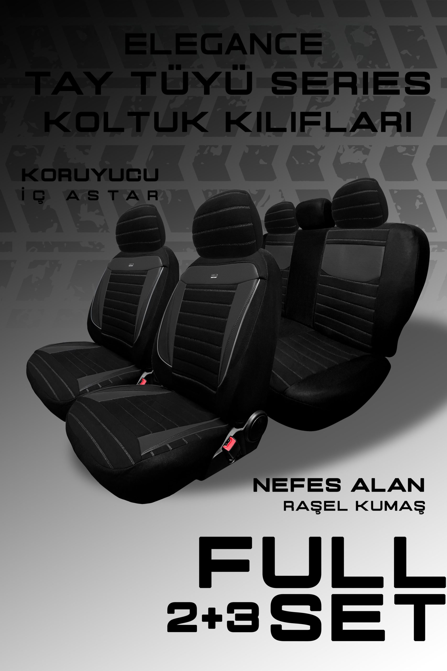 Elegance Tay Tüyü Serisi Oto Koltuk Kılıfı - Universal Uyum (Siyah) - Görsel 4