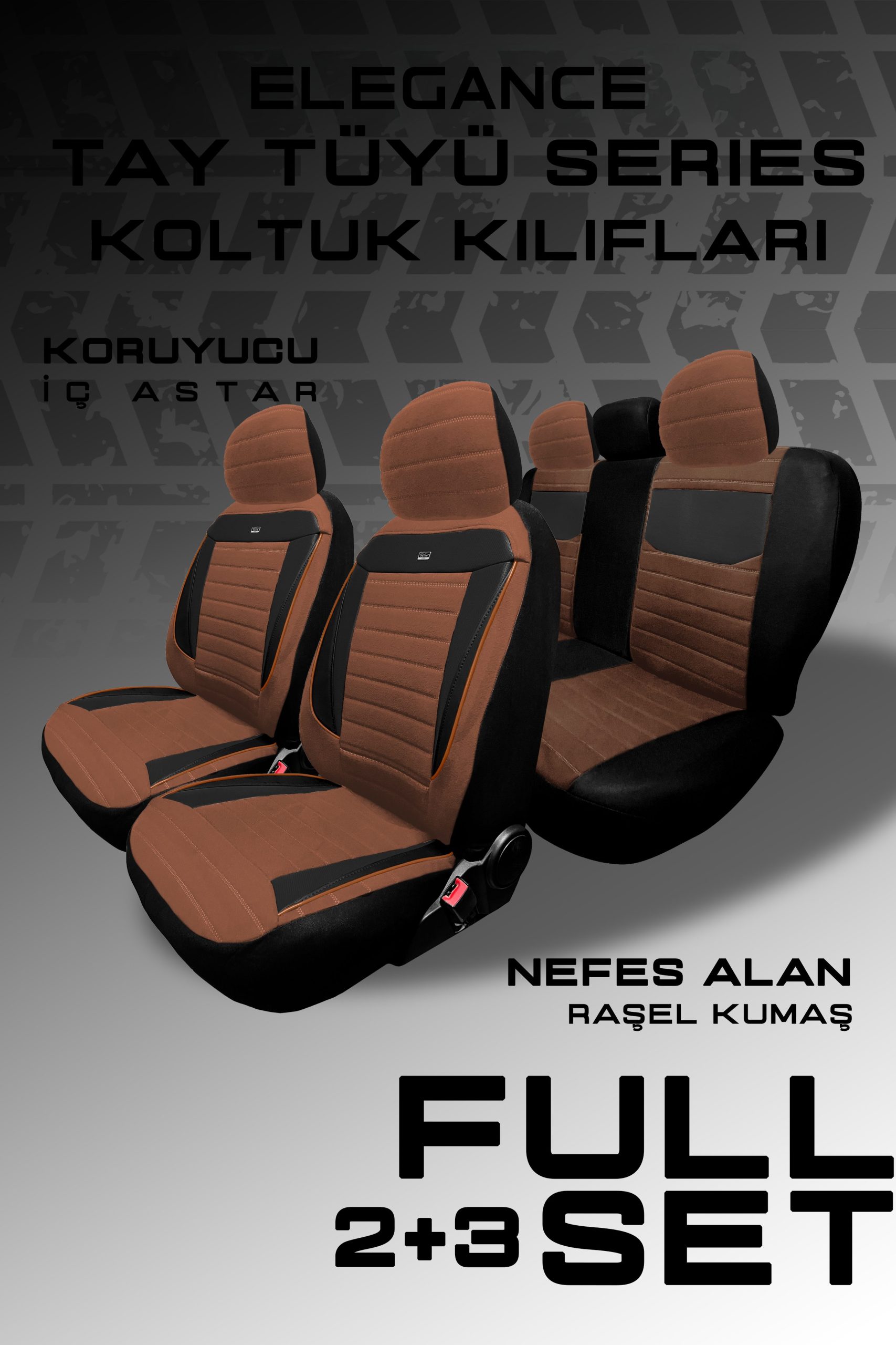 Elegance Tay Tüyü Serisi Oto Koltuk Kılıfı - Universal Uyum (Taba) - Görsel 4