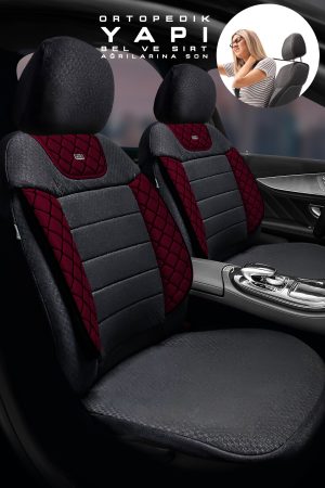 Aura Sport Seri Mödüler Set Oto Koltuk Kılıfı – Universal Uyum (Siyah-Bordo)