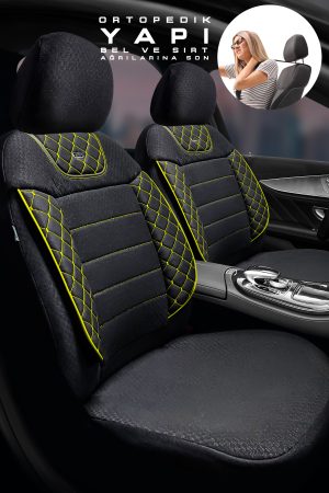 Aura Doku Seri Mödüler Set – 2+1 Ticari Oto Koltuk Kılıfı – Universal Uyum (Siyah-Sarı)