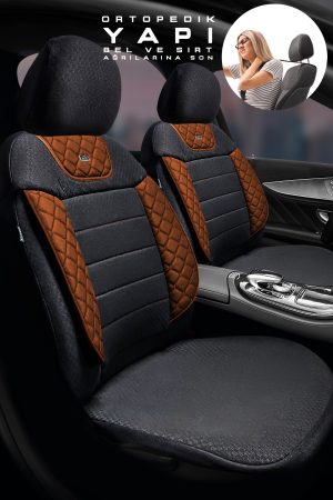 Aura Sport Seri Mödüler Set Oto Koltuk Kılıfı – Universal Uyum (Siyah-Taba)