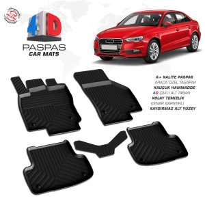 Audi A3 2012 Ve Sonrası Uyumlu Araç İçi 4D Havuzlu Paspas