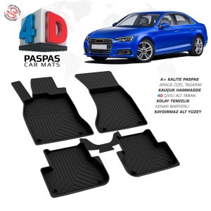 Audi A4 (B9) 2016-2019 Uyumlu Araç İçi 4D Havuzlu Paspas