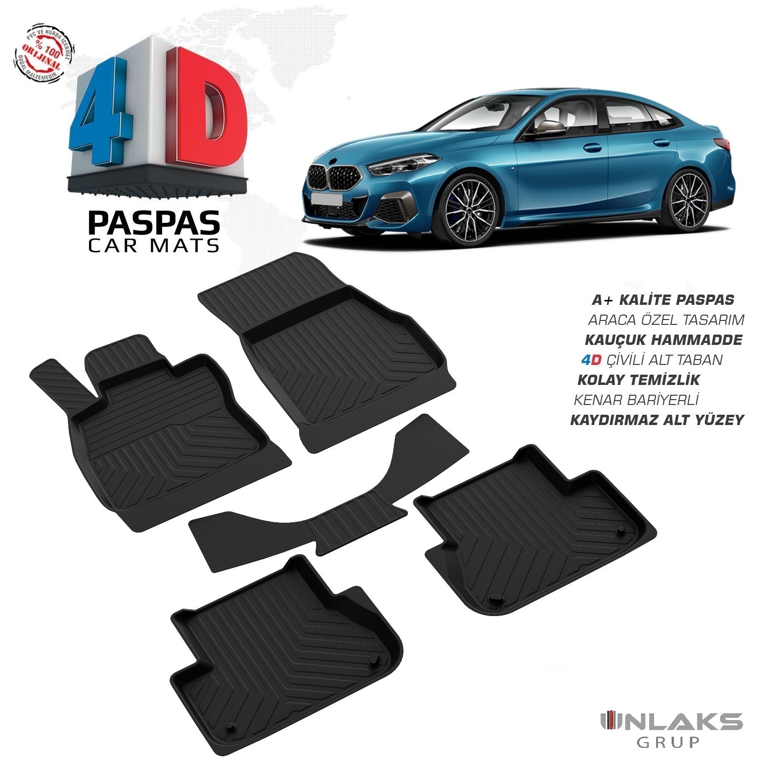 BMW 2 Serisi Gran Coupe SD 2019 Ve Sonrası Uyumlu Araç İçi 4D Havuzlu Paspas