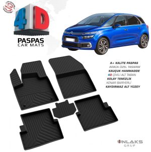 Citroen C4 Picasso 2013-2016 Uyumlu Araç İçi 4D Havuzlu Paspas