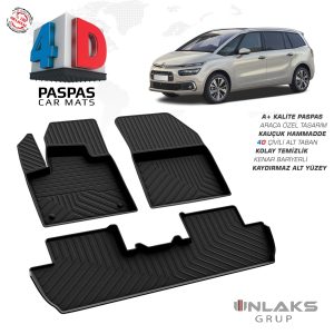 Citroen C4 Spacetourer 2018 Ve Sonrası Uyumlu Araç İçi 4D Havuzlu Paspas