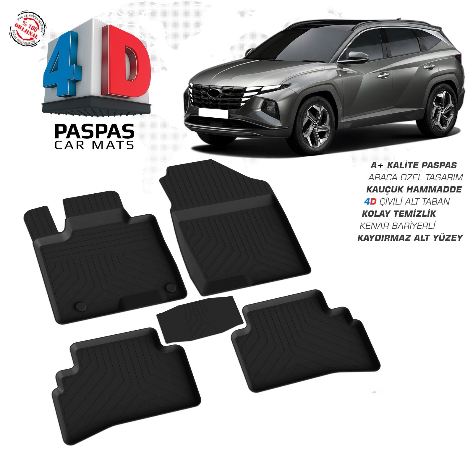 Hyundai Tucson 4 2021 Ve Sonrası Uyumlu Araç İçi 4D Havuzlu Paspas