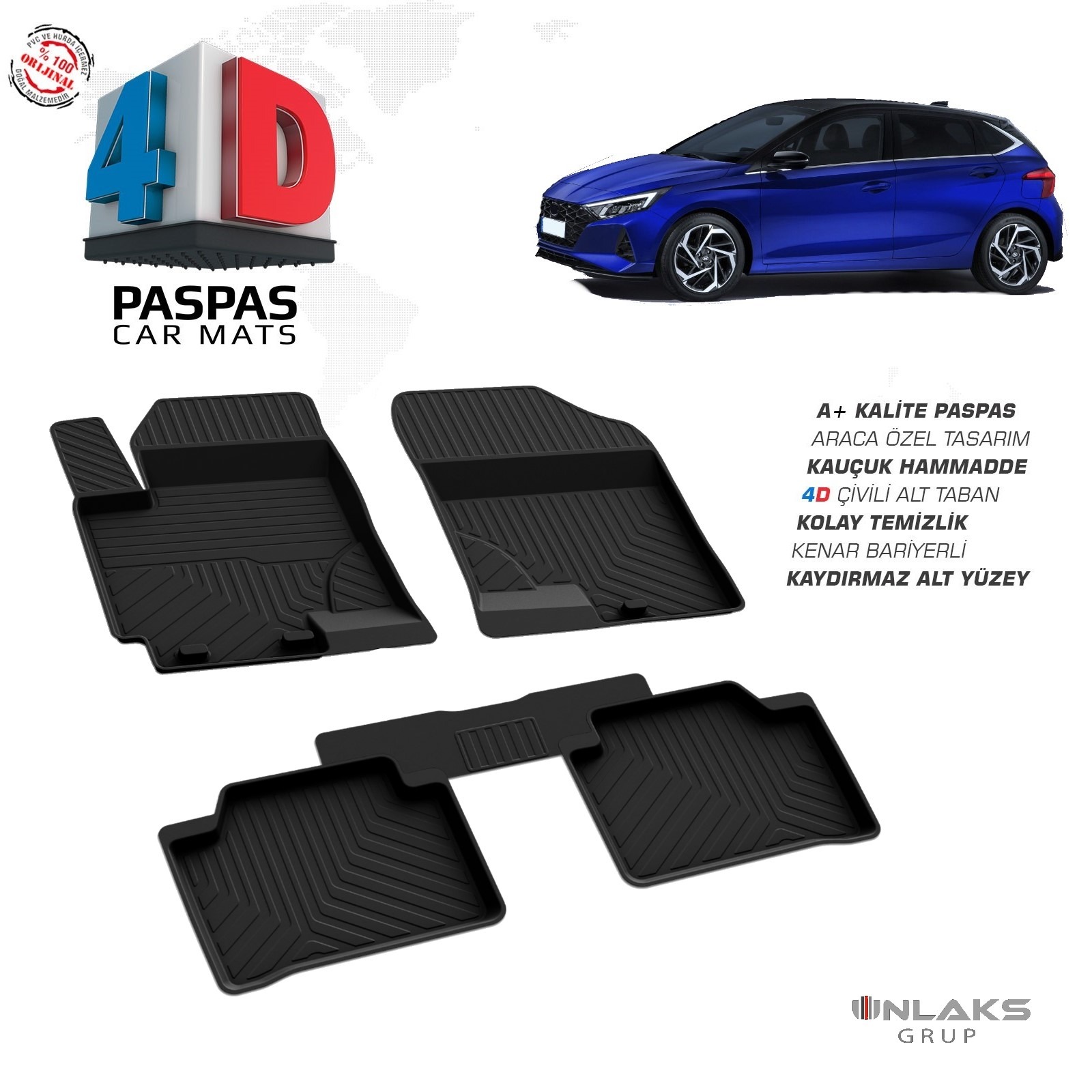 Hyundai İ20 2020 Ve Sonrası Uyumlu Araç İçi 4D Havuzlu Paspas