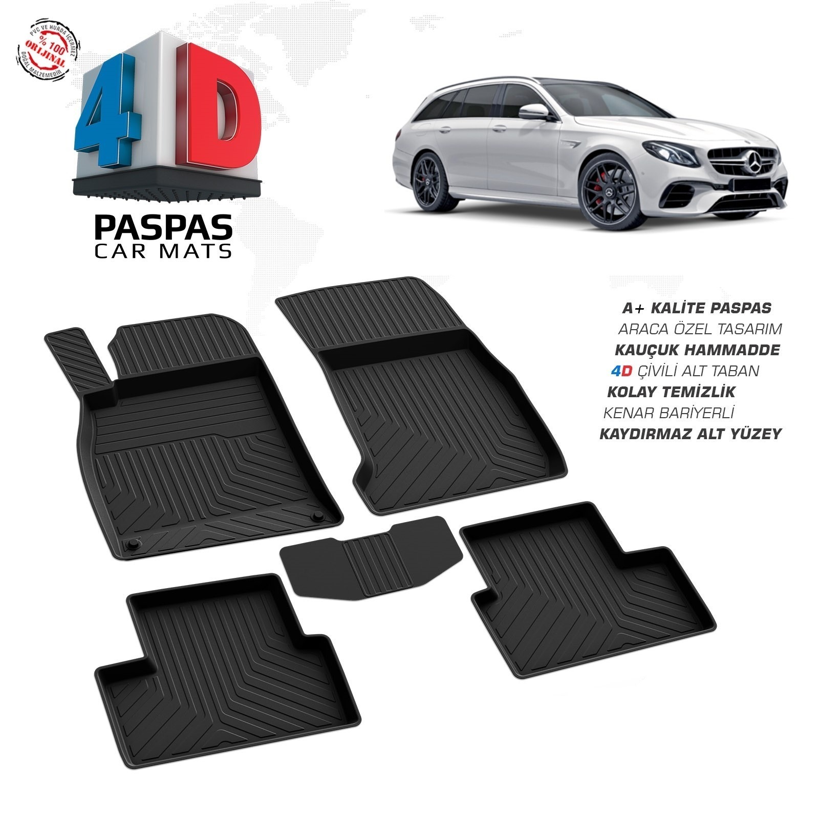 Mercedes CLA SW 2013-2019 Uyumlu Araç İçi 4D Havuzlu Paspas