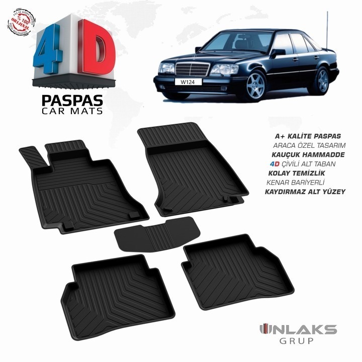Mercedes E Serisi W124 1985-1995 Uyumlu Araç İçi 4D Havuzlu Paspas