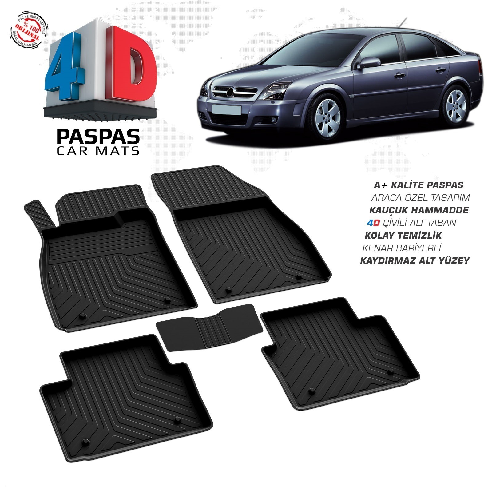 Opel Vectra C 2004 Ve Sonrası Uyumlu Araç İçi 4D Havuzlu Paspas