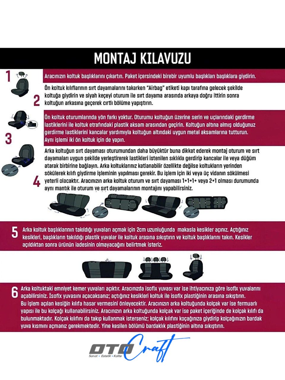 Aura Doku Seri Mödüler Oto Koltuk Kılıfı - Universal Uyum (Siyah) - Görsel 6