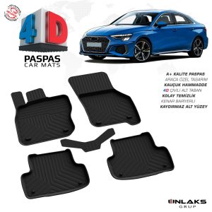 Audi A3 8Y 2020 Ve Sonrası Uyumlu Araç İçi 4D Havuzlu Paspas