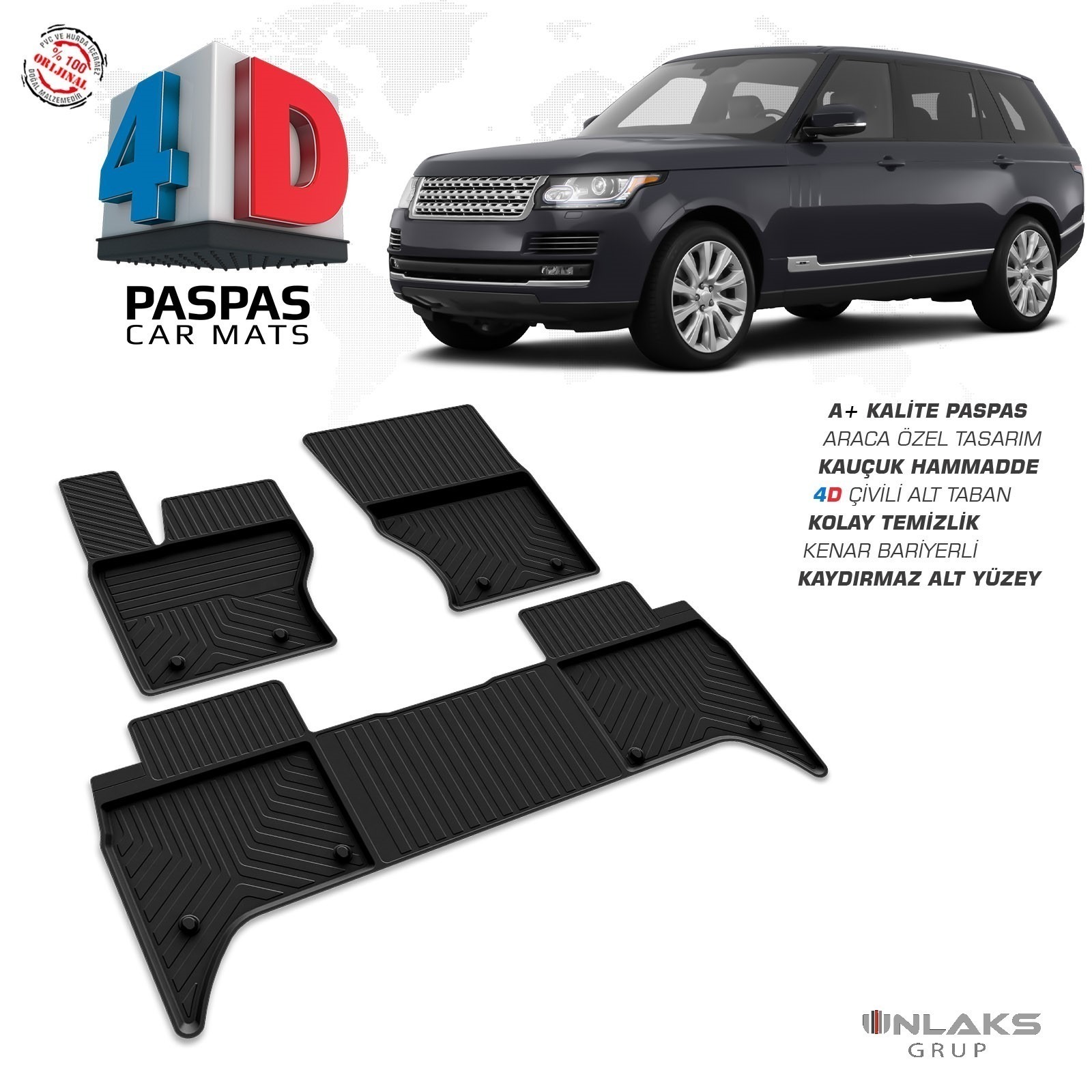 Range Rover 4 2012-2021 Uyumlu Araç İçi 4D Havuzlu Paspas